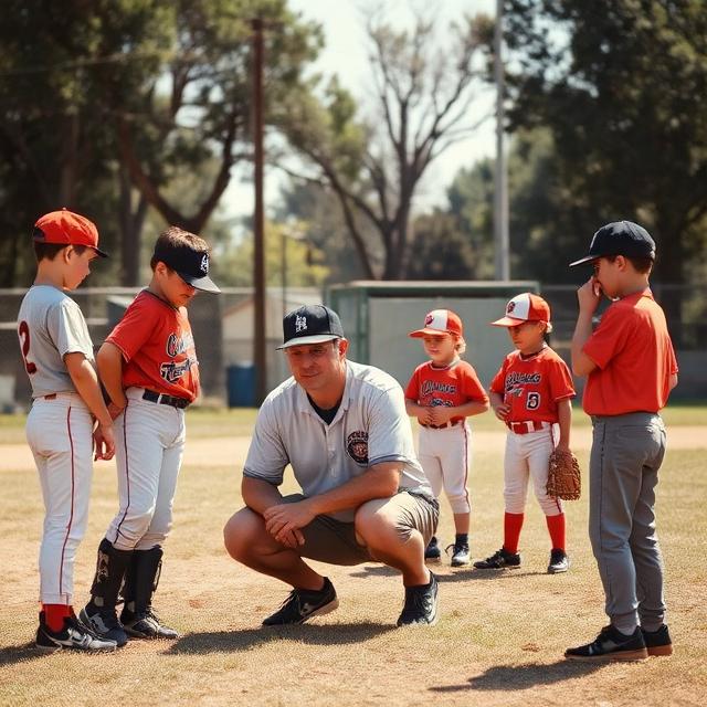 A younger Robert coaching baseball